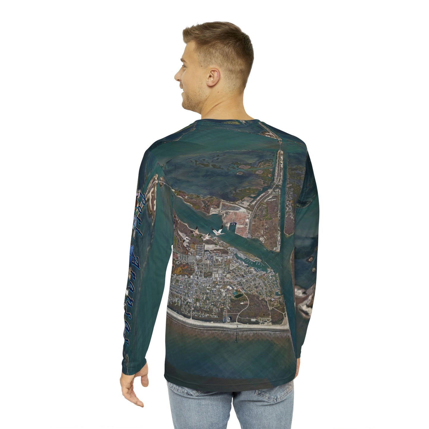 Whooping Cranes Over Port Aransas Wildlife Men's Long Sleeve Shirt