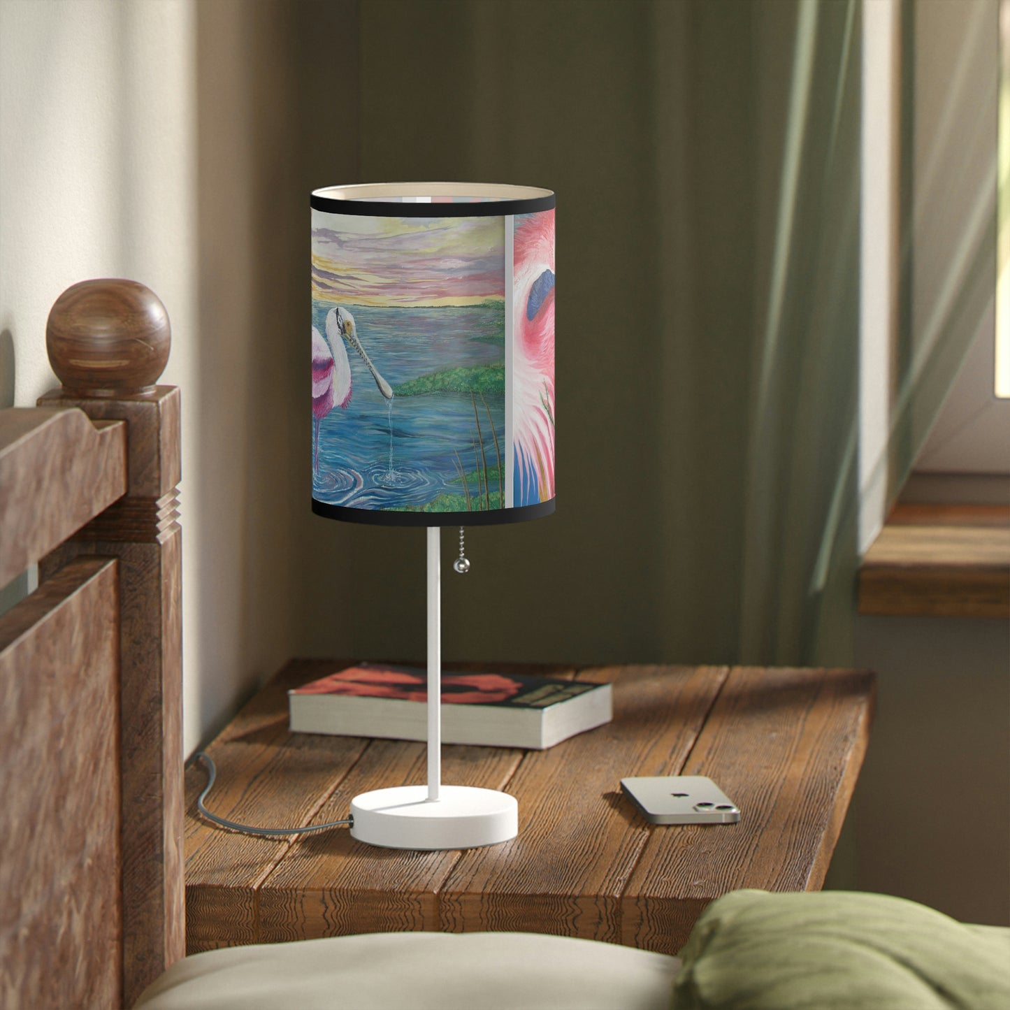 Roseate Spoonbill Art Lamp on a Stand, US|CA plug