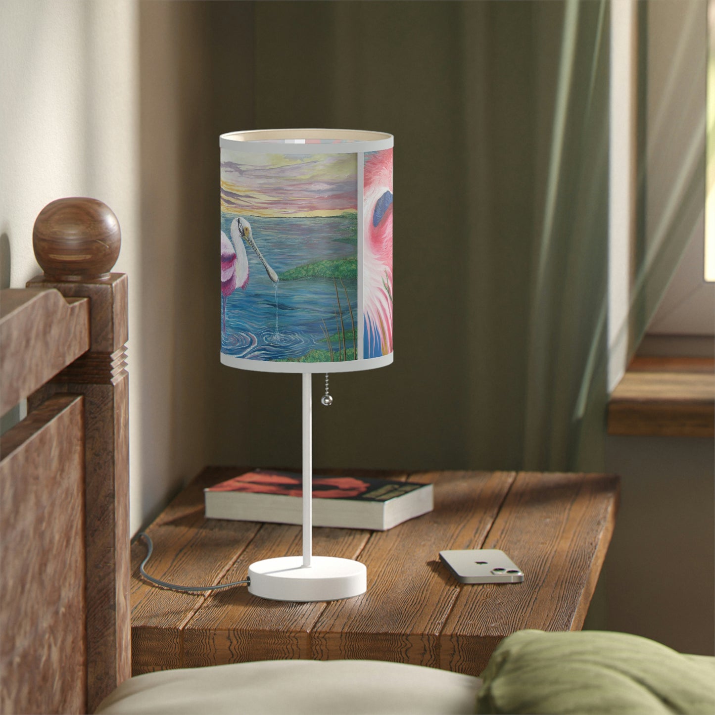 Roseate Spoonbill Art Lamp on a Stand, US|CA plug