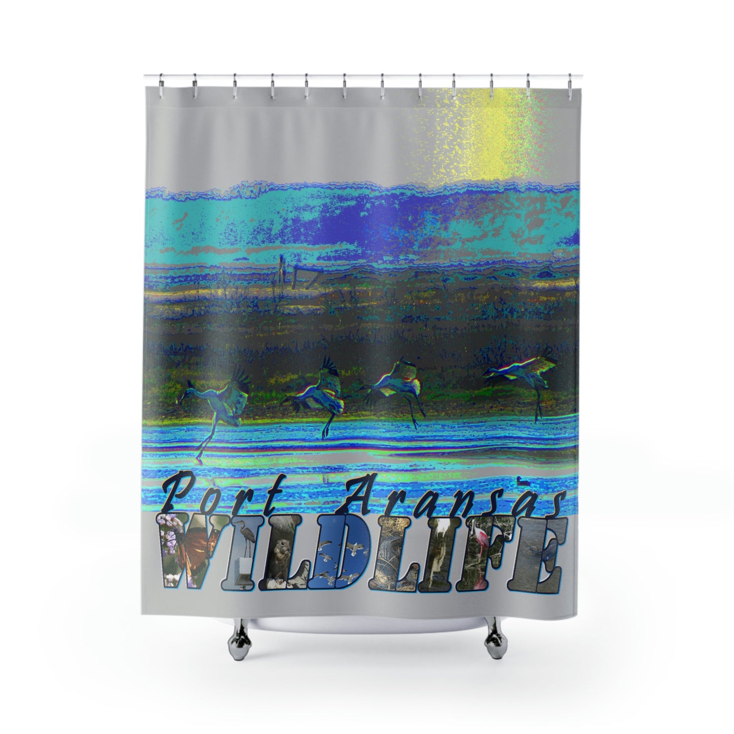 Whooping Cranes at Leonabelle's Port Aransas Wildlife Shower Curtains