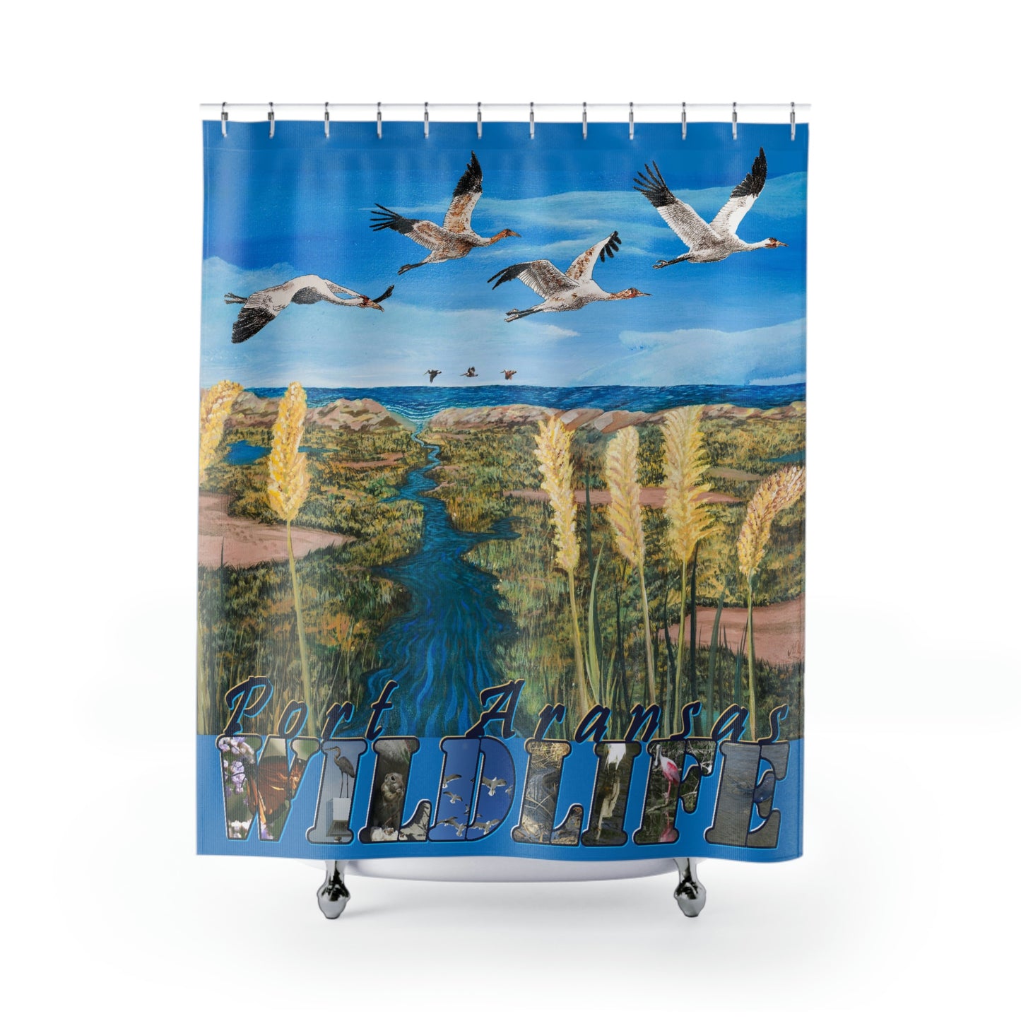 Whooping Cranes of Port Aransas Wildlife Shower Curtains