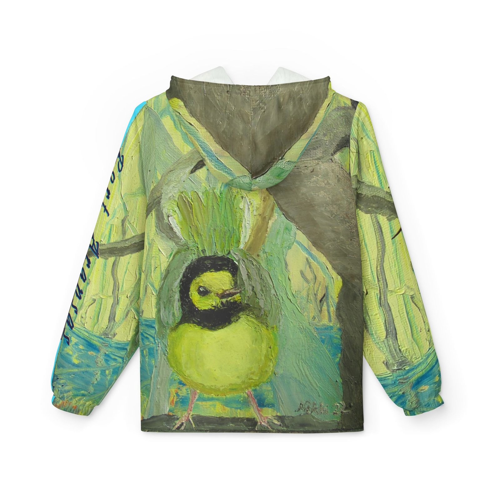 Port Aransas Wildlife Windbreaker Jacket - Hooded Warbler, Hummingbird, Monarch, Yellow-throated Warbler Inspired Art - Image 2