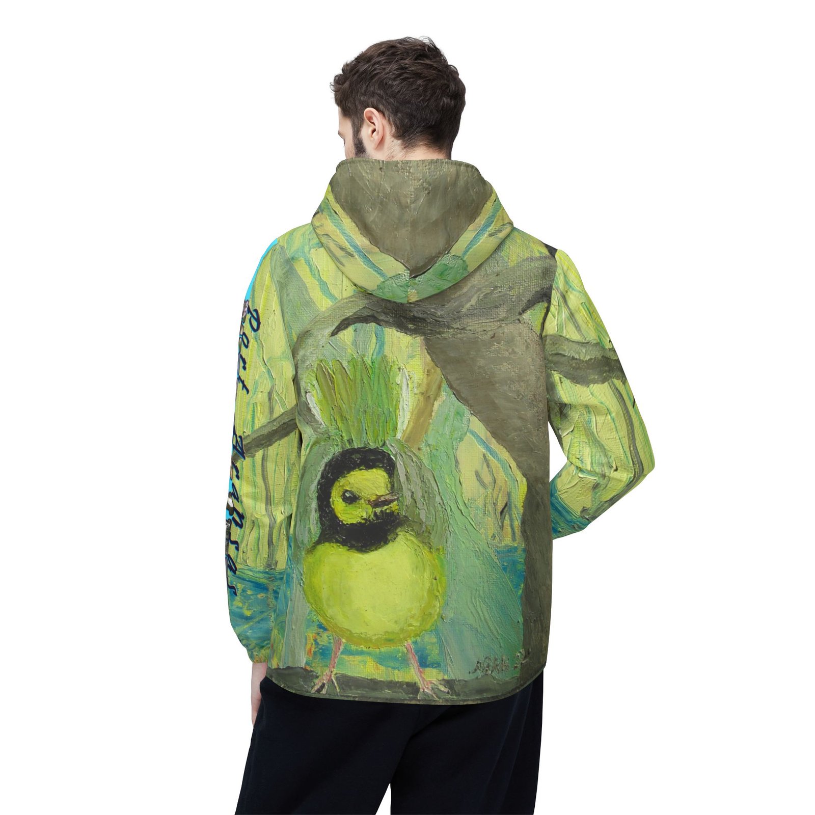 Port Aransas Wildlife Windbreaker Jacket - Hooded Warbler, Hummingbird, Monarch, Yellow-throated Warbler Inspired Art - Image 8