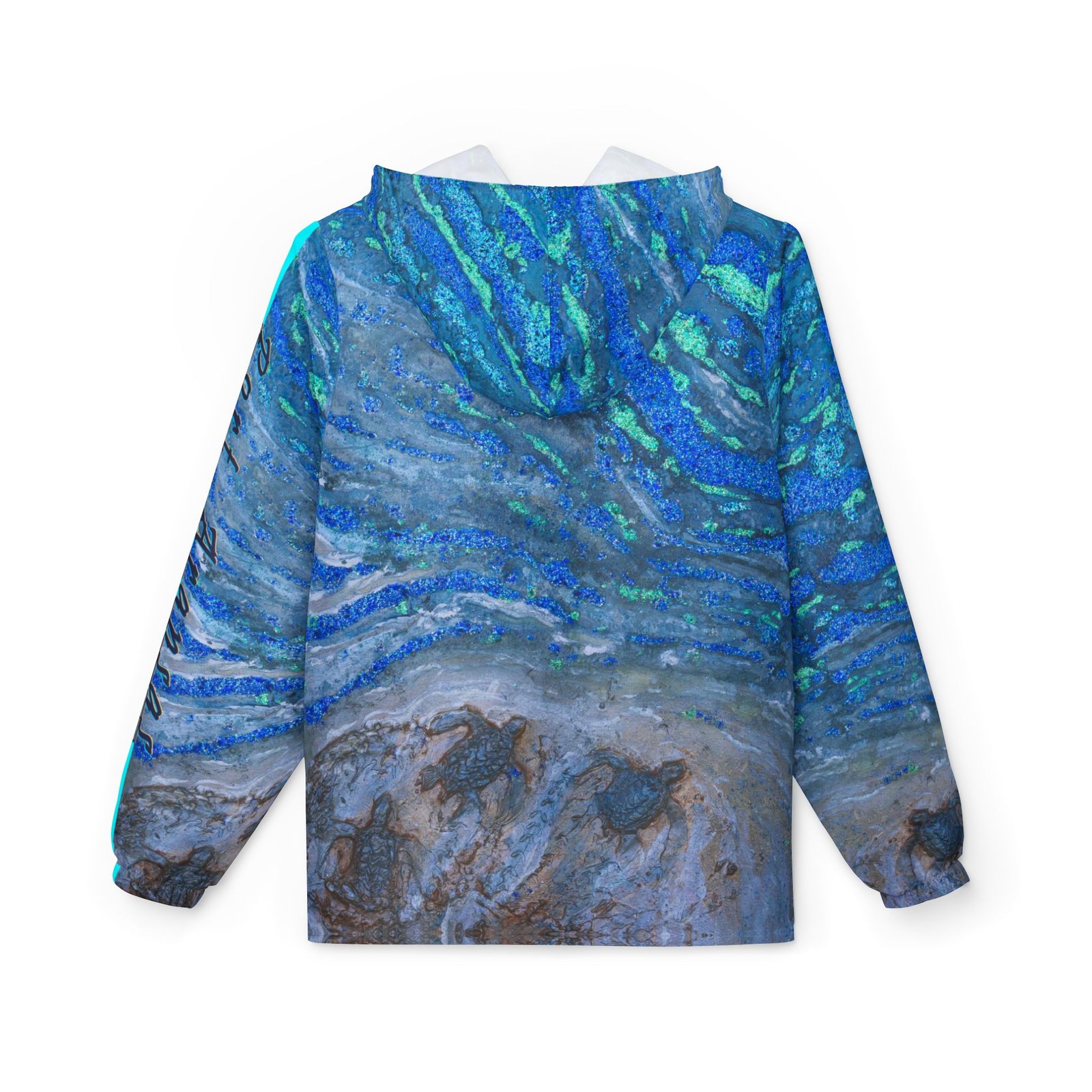 Windbreaker Jacket - Port Aransas Wildlife Sparkling Sea Turtle Hatchlings Design - Image 2