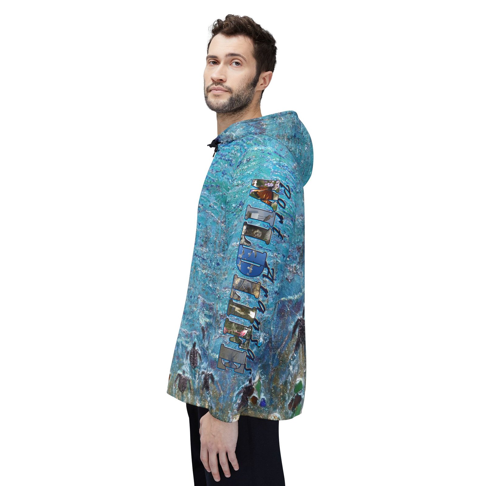 Sea Turtle Hatchlings Windbreaker Jacket — Port Aransas Wildlife Beach Design - Image 9