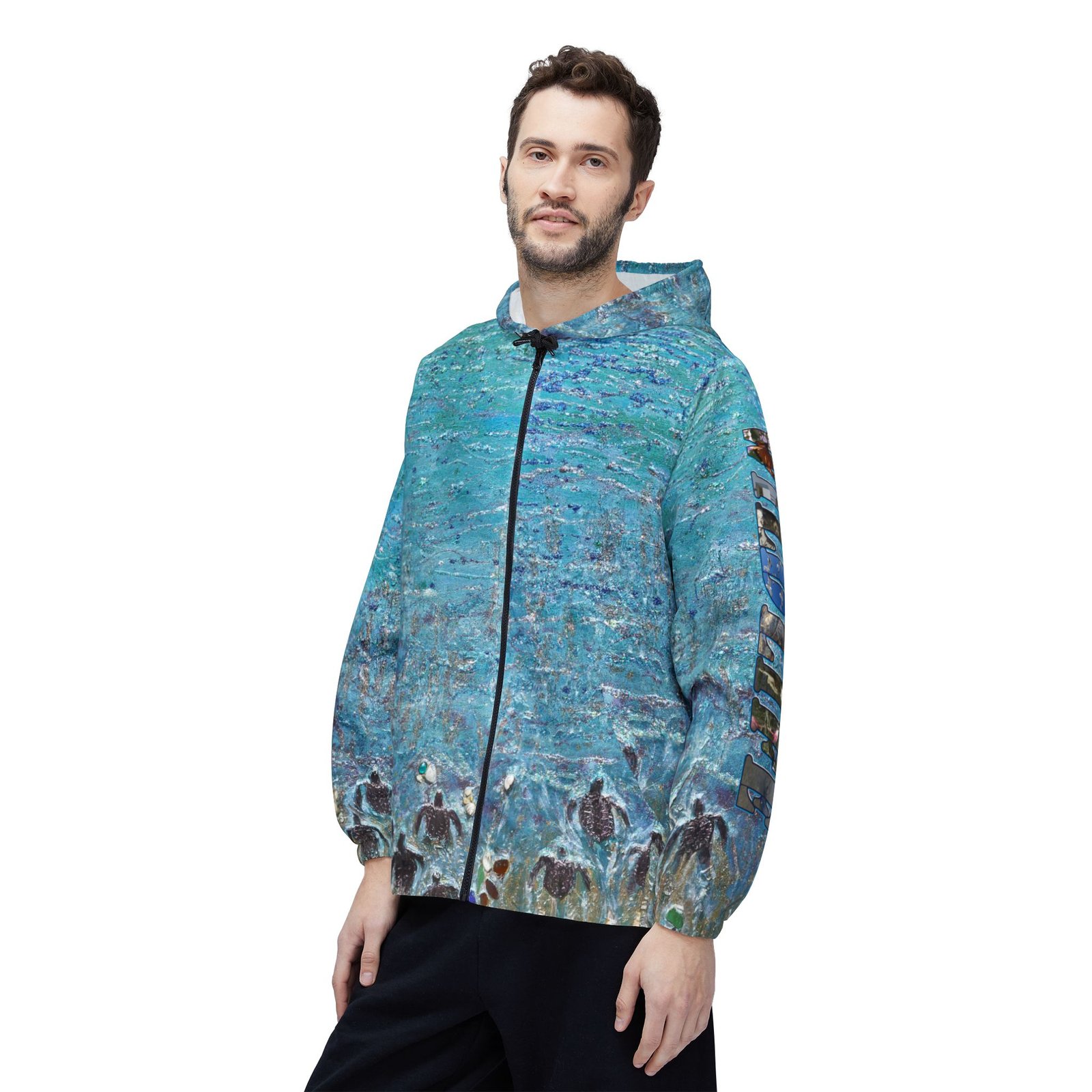 Sea Turtle Hatchlings Windbreaker Jacket — Port Aransas Wildlife Beach Design - Image 7
