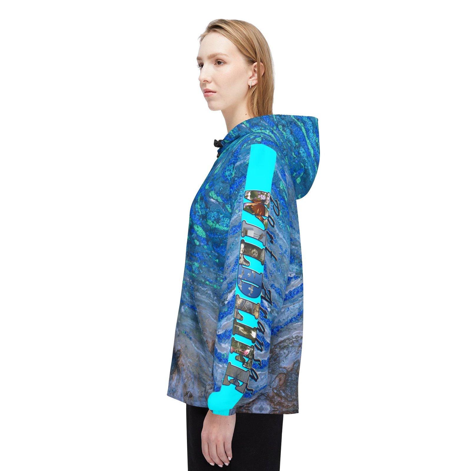 Windbreaker Jacket - Port Aransas Wildlife Sparkling Sea Turtle Hatchlings Design - Image 5
