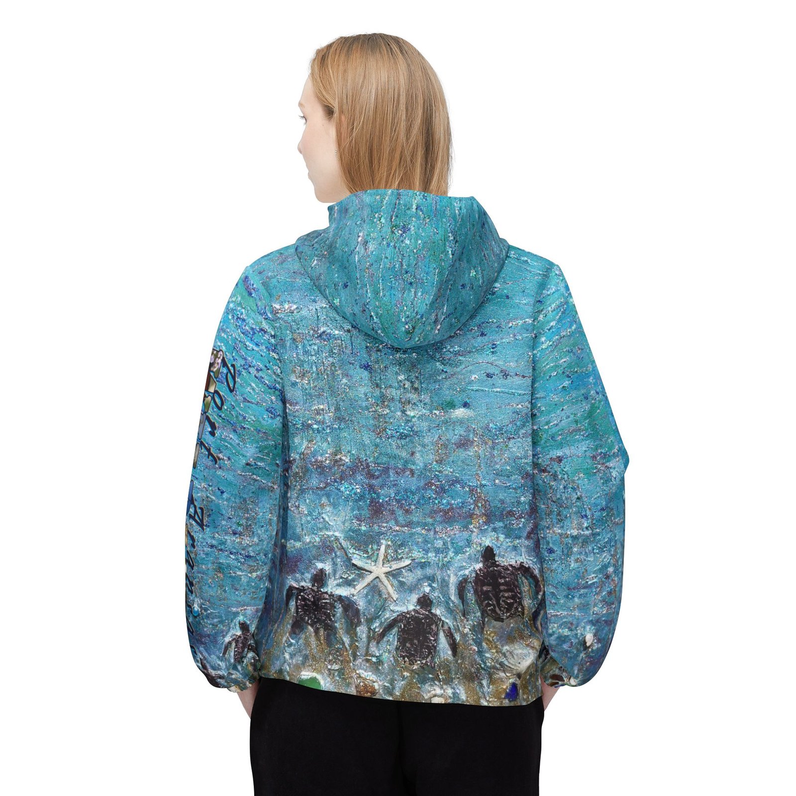 Sea Turtle Hatchlings Windbreaker Jacket — Port Aransas Wildlife Beach Design - Image 4