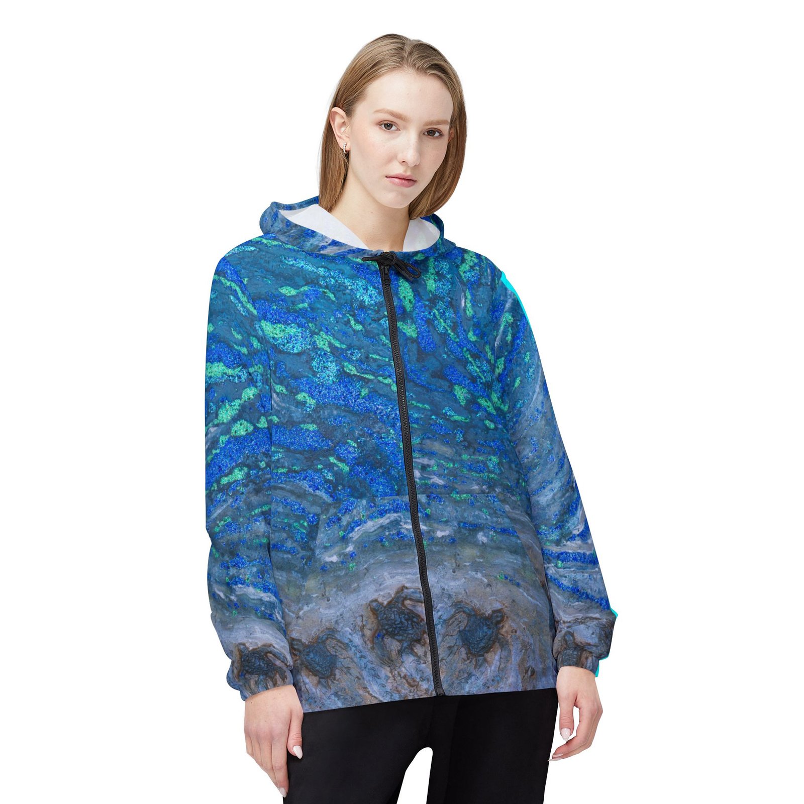 Windbreaker Jacket - Port Aransas Wildlife Sparkling Sea Turtle Hatchlings Design - Image 3
