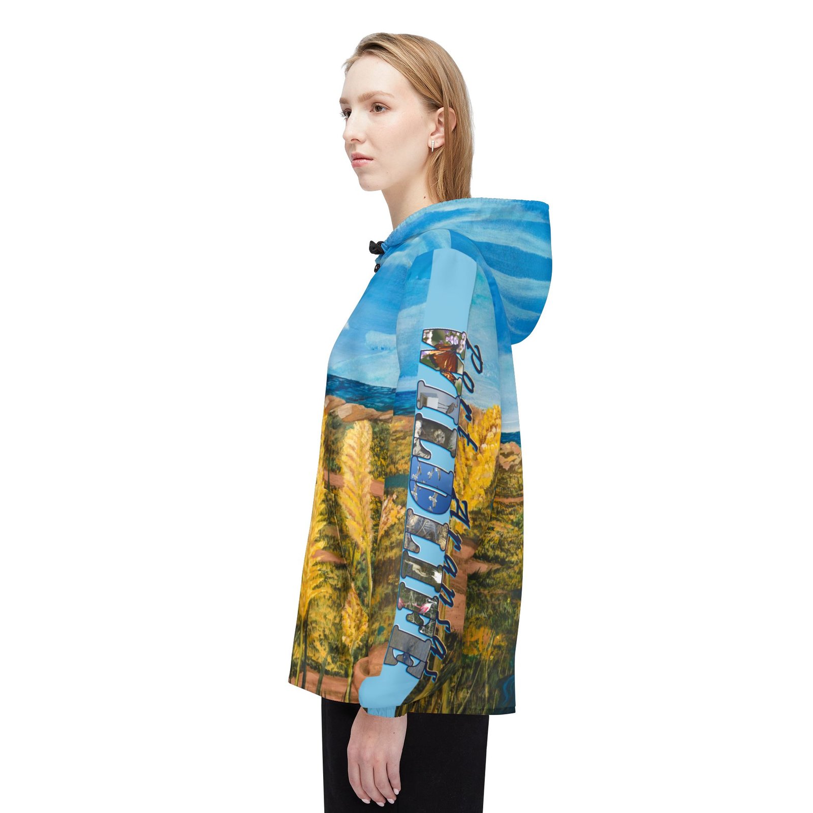 Windbreaker Jacket - Coastal Scenic Art Beach and Dunes Sea Oats Pelicans - Image 5