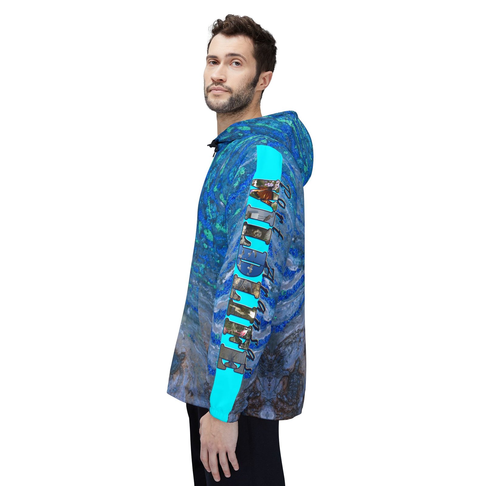 Windbreaker Jacket - Port Aransas Wildlife Sparkling Sea Turtle Hatchlings Design - Image 9