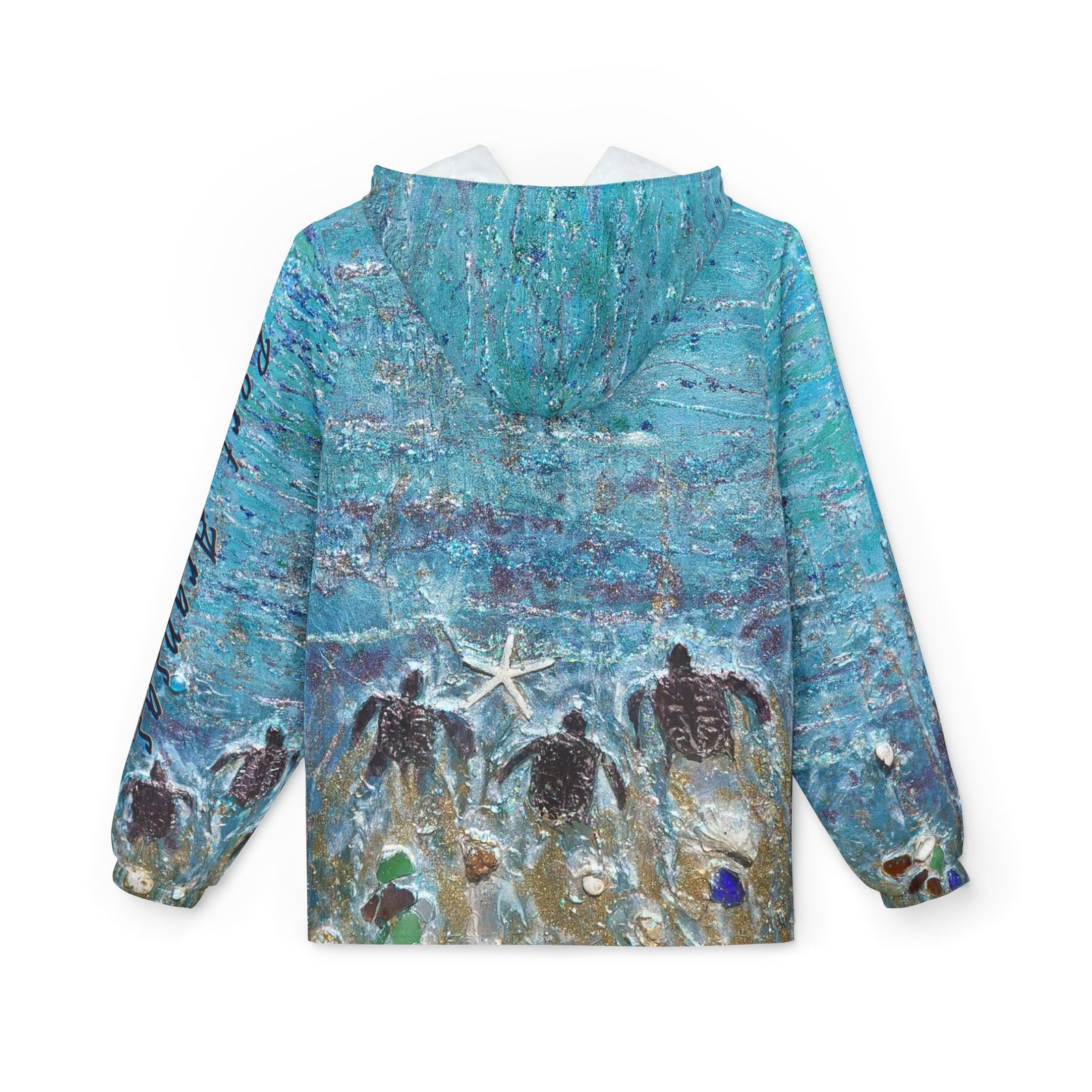 Sea Turtle Hatchlings Windbreaker Jacket — Port Aransas Wildlife Beach Design - Image 2